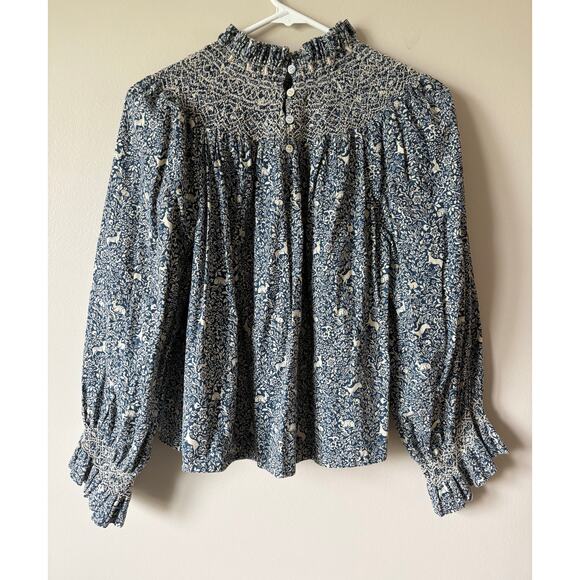 DOEN Amoret Top in Blue Prancing Fawn XS - Picture 9 of 10